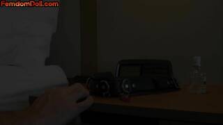 Tattooed nylon domina strapon fucks guy asshole after sex