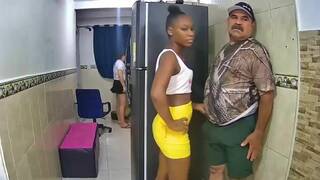 Grandpa fuck slutty ebony teen and cum on her friends face live at sexycamx