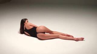 Angelika Wachowska takes off her black outfit and poses naked