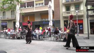 Public BDSM slut humiliated and spanked by audience