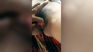 Sexy hairy pussy girl enjoying boyfriend fucking and pussy leking