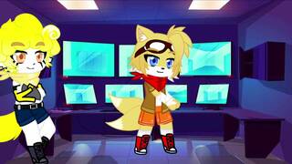 Assisting tails in his workshop