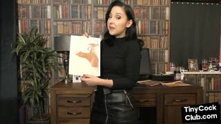 CFNM bitch talks dirty about small dicks while talking dirty