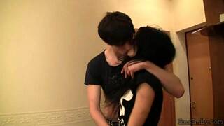 Messy slutty emo teen bends over