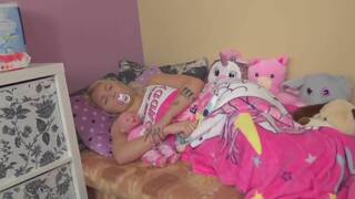 barbie doll blonde is feeding on cock