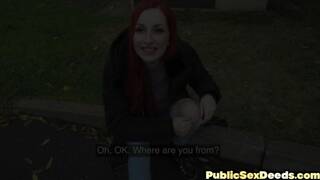 Real picked up redhead babe with tattoos POV fucked 4 cash