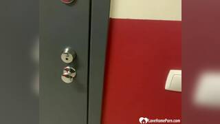 Babe wears sexy black thongs while penetrated