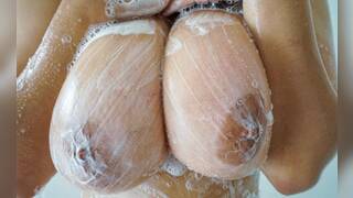 Big tits soapy shower for a hard dicking