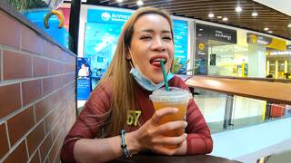 Huge boobs amateur Thai MILF girlfriend hot sex after a visit to the mall