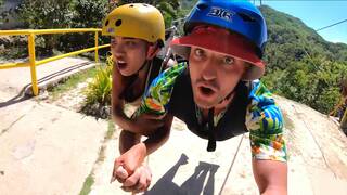 Ziplining amateur couple made a horny sex tape together once back home