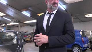 Charlie Rae gives blowjob and gets doggy