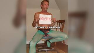 ROBERT RICHARD MILGATE EXPOSED WEARING SHEER GREEN PANTYHOSE AND HIGH HEELS