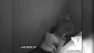 Curvy office slut sucking off the boss