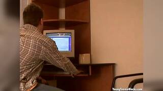 Horny ebony cock slut gives a POV blowjob