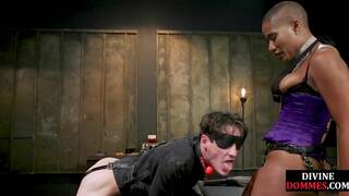 CFNM pegging domina fucks sub asshole in BDSM action