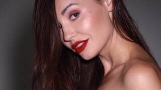 Petite brunette Czech Elilith Noir strips and shows us her sultry side