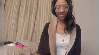 Petite black babe Jane Lotus fucks pussy while fingering ass