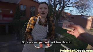 Asian public slut banged by big dick in wet pussy hole