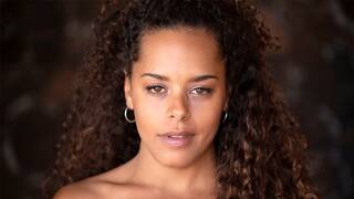 Curly hair black teen model Agatha in a solo session with Playboy