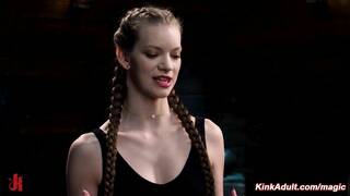 Redhead slave bound in a suspension by master