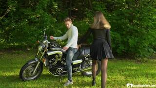 Brunette gets dicked on my new bike