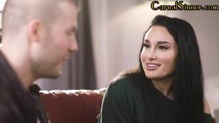 Boobylicious sinner inked babe drilled after BJ roughly