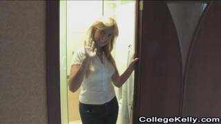 Sexy blonde teen in solo shower scene