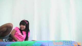 Tobie teen fingering her sweet petite pussy