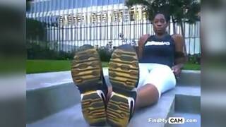 West Indies Negress shows her Big Black Feet and Soles