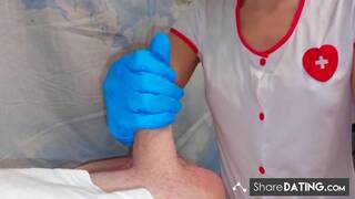 Kinky Nurse Strokes Patient's Cock During Exam