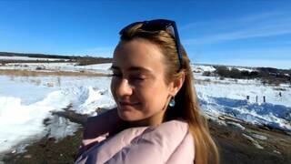 Russian Blonde Flashes and Masturbates in Public