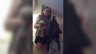 Chubby Grandma Kathy caught naked real-life