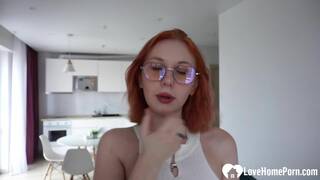 Sensational redhead rides my stiffy in cowgirl