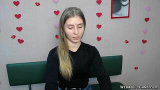 Blonde Ukrainain amateur teen TaliaSunshin masturbates on webcam