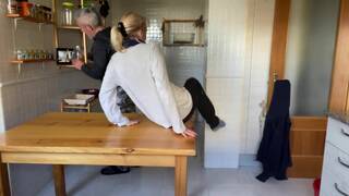 Stepmom Gets Fucked Hard by Step Son on the Kitchen Table