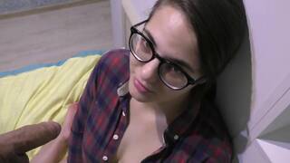 Home Blowjob with Cum on Big Tits