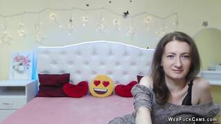 Amateur babe KlaraDreval flashes bra for fans on live webcam show