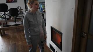 Blonde Teen Gets a Creampie by the Fireplace