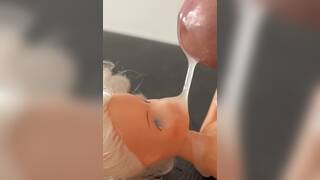 Play sex with secondhand made in China Barbie doll precum cumshot