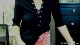 German amateur blonde MILF LUXvanessa flashes cleavage on webcam