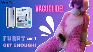 Pink furry Vicky Tart CANNOT GET ENOUGH of VacuGlide.