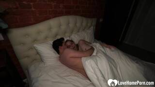 Waking her up with passionate ramming in bed