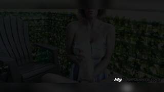 Dirtytalking MILF passionately edging her BF with flashlight