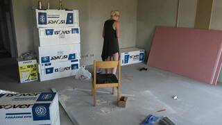 Blonde Teen Gets Creampied by Worker on Construction Site