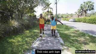 2 black cocks fuck big ass girl