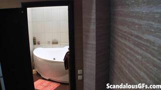 Sexy teen showering in POV bath tub