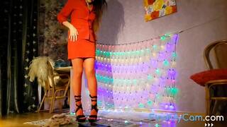 Multi-Orgasmic Red Mood Solo Session with a Dildo and Anal Play