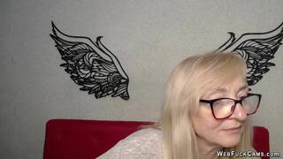 Blonde amateur mature IngritSno with glasses chat on her webcam show