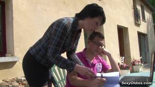 Sexy French housewife Lucie Luke anal fucked outdoor in the garden