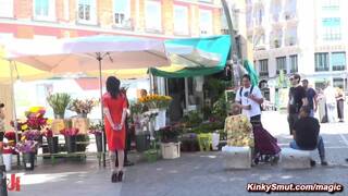 Masochistic babe Lilyan Red public disgraced and rough fucked in a bar